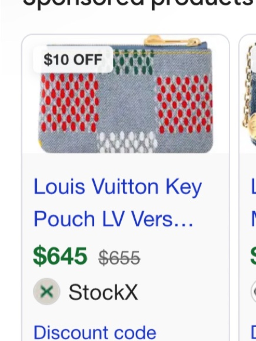 Limited edition RETAIL 650 Louis Vuitton Denim Key Pouch Multicolor Embroidery - Picture 3 of 16